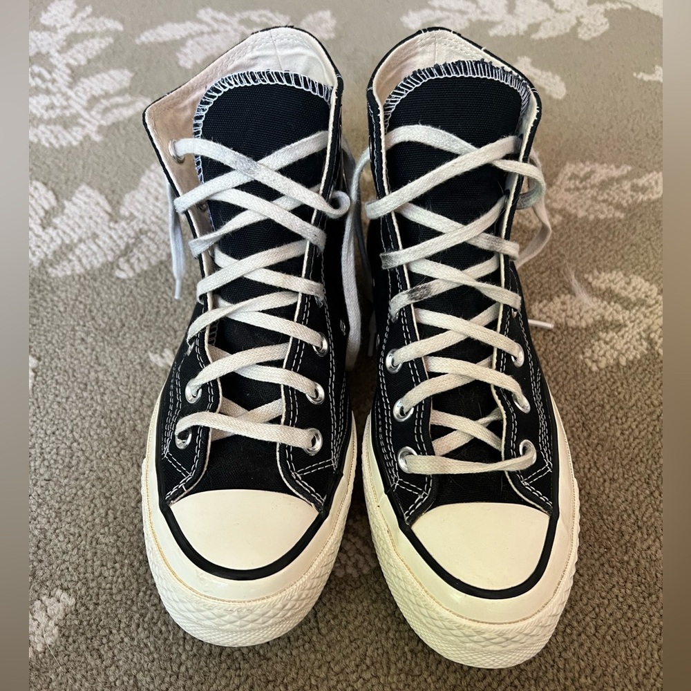 Converse Black and Cream White High-Top Sneakers